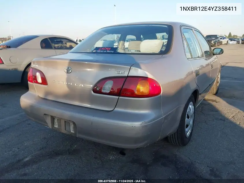 1NXBR12E4YZ358411 2000 Toyota Corolla Ce
