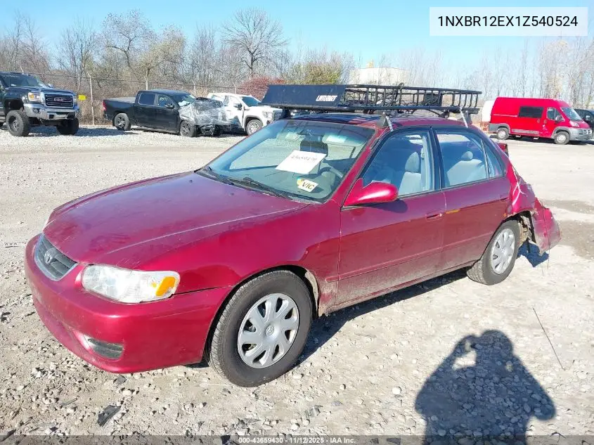 1NXBR12EX1Z540524 2001 Toyota Corolla Le