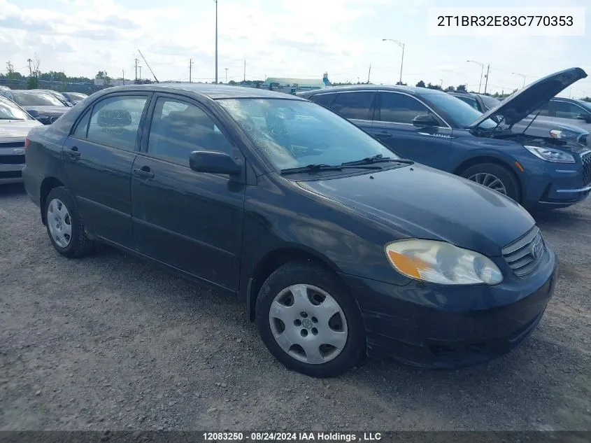 2003 Toyota Corolla VIN: 2T1BR32E83C770353 Lot: 12083250