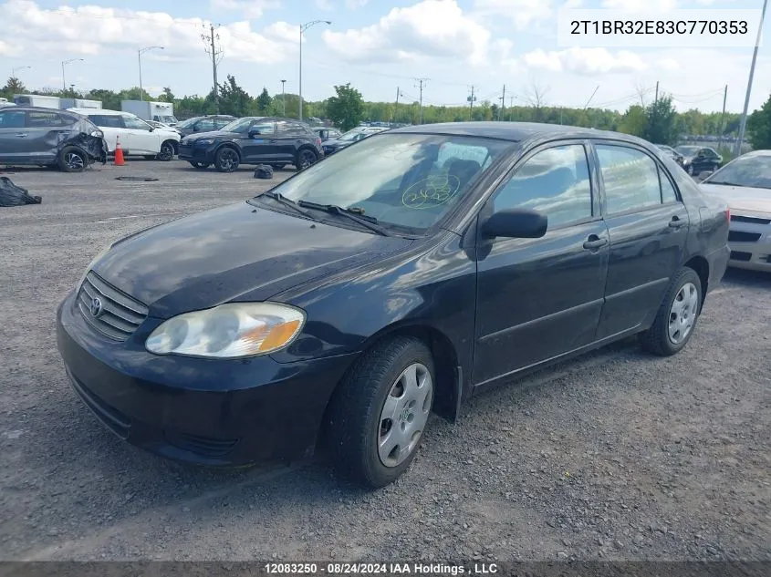 2003 Toyota Corolla VIN: 2T1BR32E83C770353 Lot: 12083250