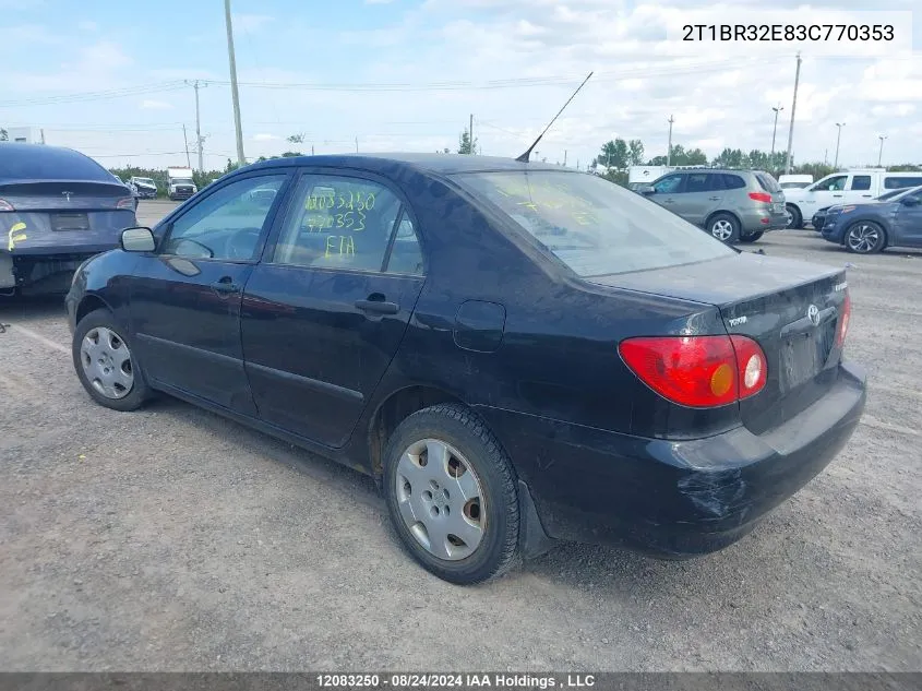 2003 Toyota Corolla VIN: 2T1BR32E83C770353 Lot: 12083250