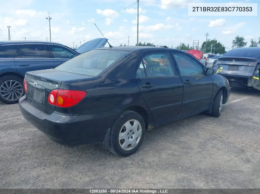 2003 Toyota Corolla VIN: 2T1BR32E83C770353 Lot: 12083250