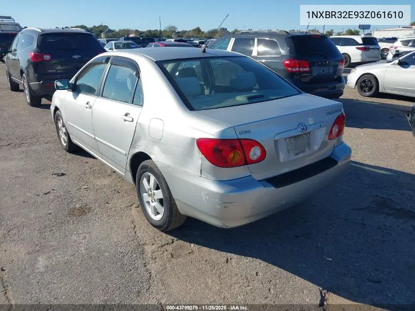 1NXBR32E93Z061610 2003 Toyota Corolla Le