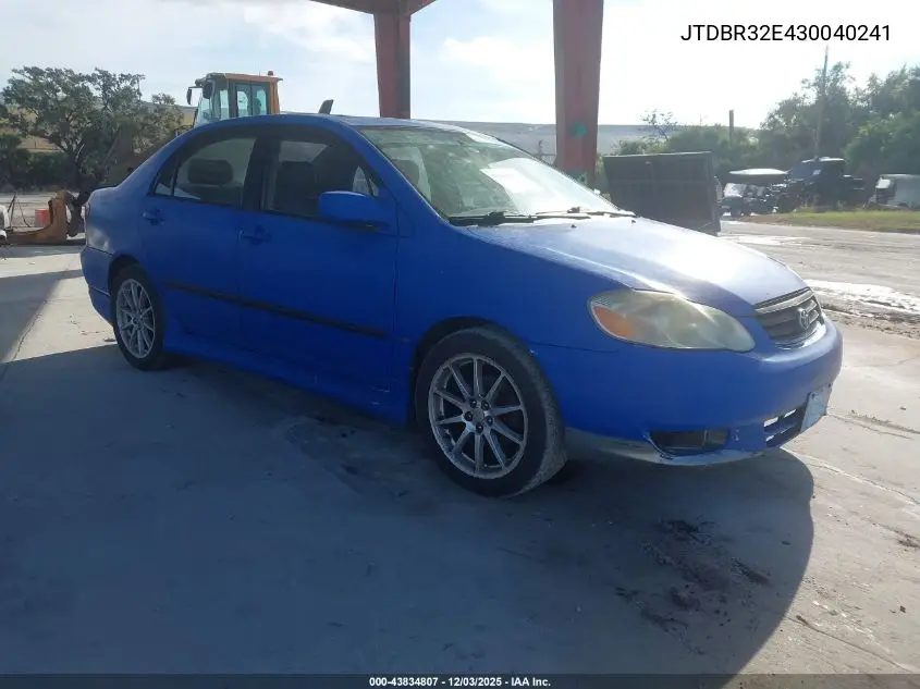 JTDBR32E430040241 2003 Toyota Corolla Le