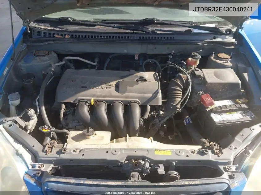 JTDBR32E430040241 2003 Toyota Corolla Le