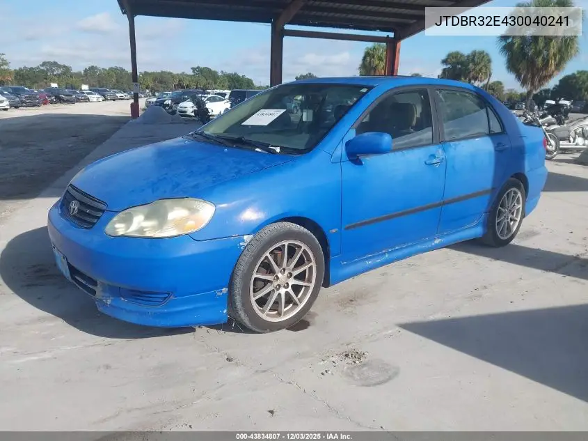 JTDBR32E430040241 2003 Toyota Corolla Le