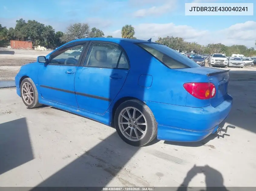 JTDBR32E430040241 2003 Toyota Corolla Le
