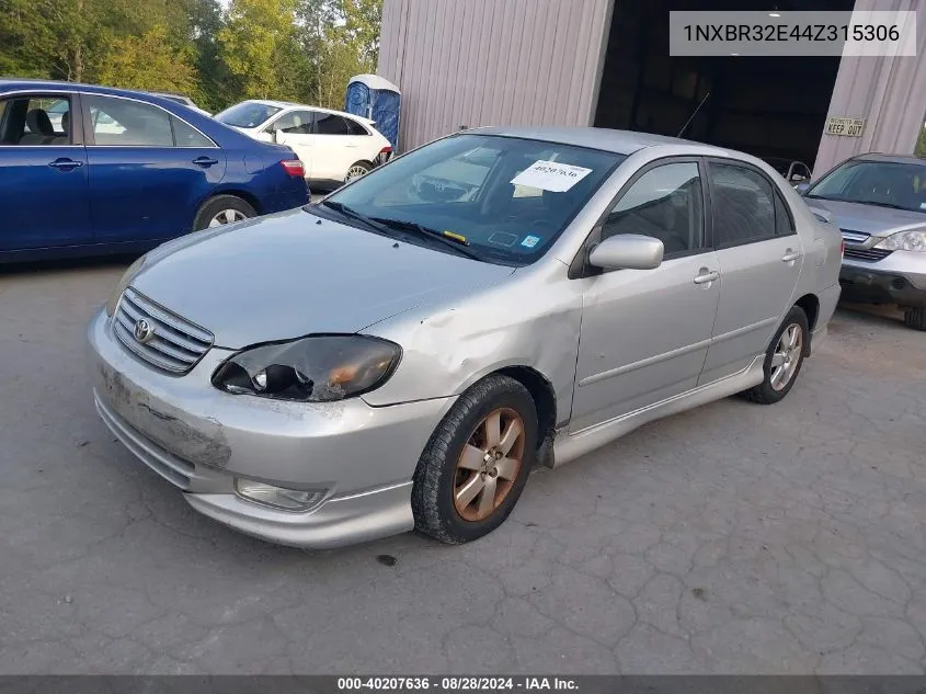 2004 Toyota Corolla S VIN: 1NXBR32E44Z315306 Lot: 40207636