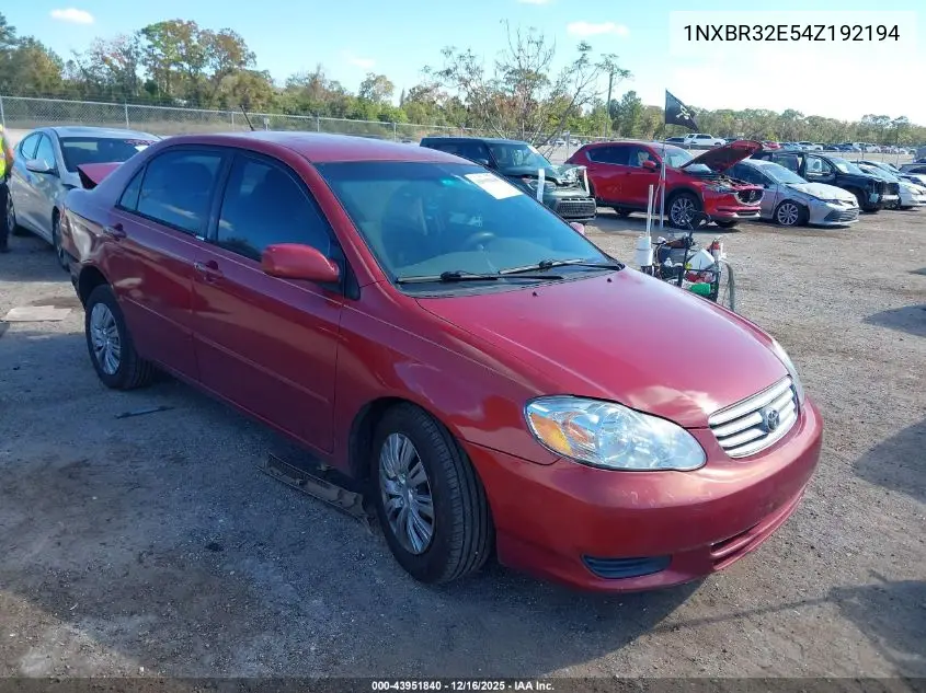 1NXBR32E54Z192194 2004 Toyota Corolla Le