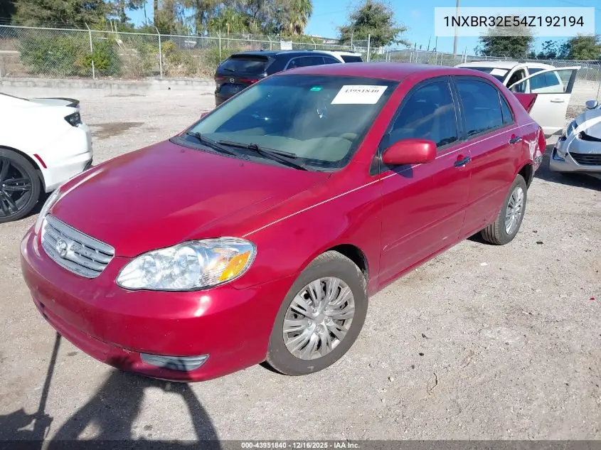 1NXBR32E54Z192194 2004 Toyota Corolla Le