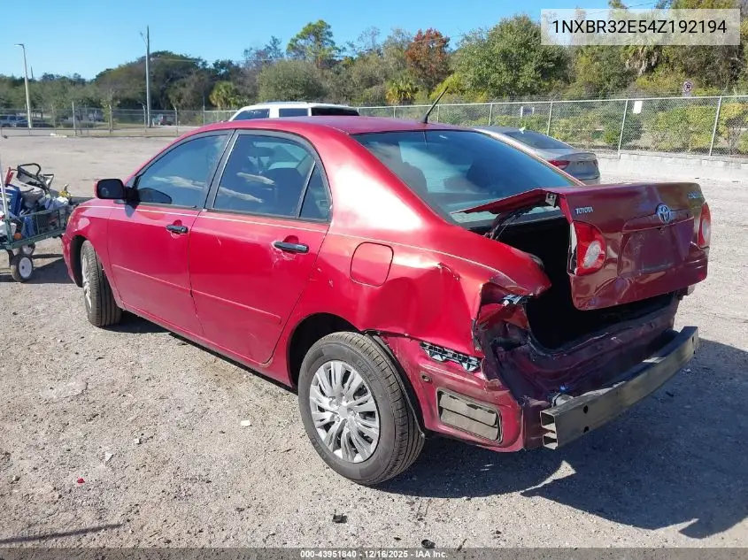 1NXBR32E54Z192194 2004 Toyota Corolla Le