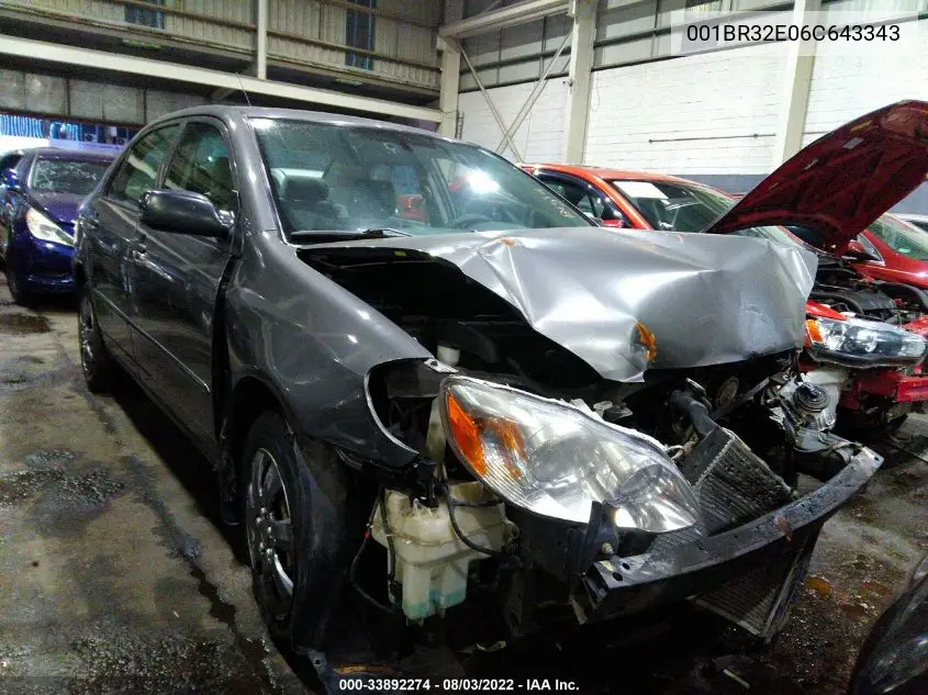 001BR32E06C643343 2006 Toyota Corolla Ce/S/Le