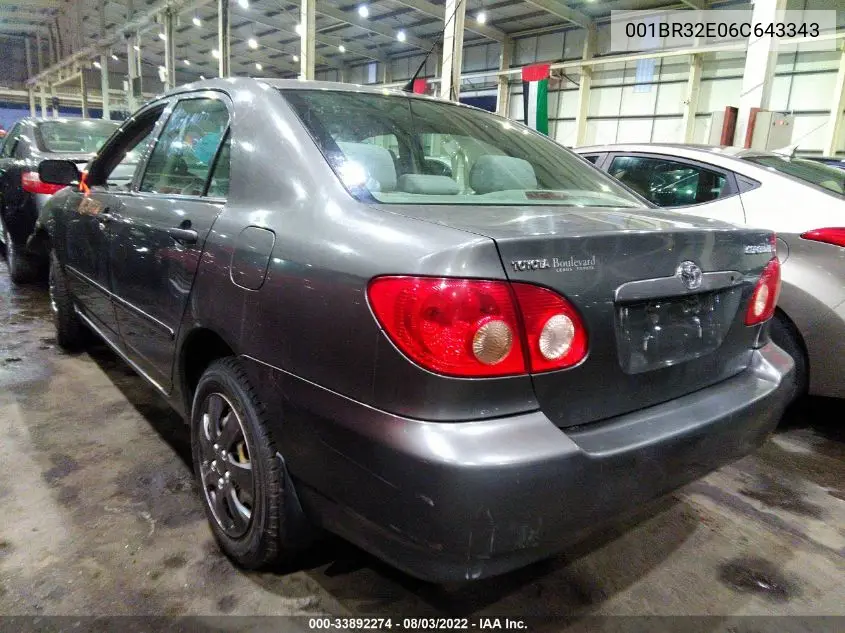 001BR32E06C643343 2006 Toyota Corolla Ce/S/Le