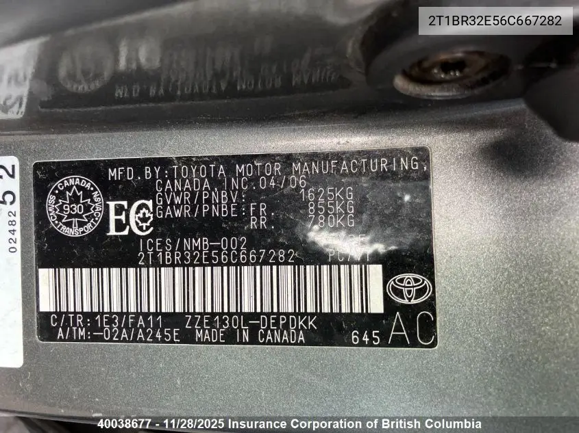 2T1BR32E56C667282 2006 Toyota Corolla Ce/Le/S