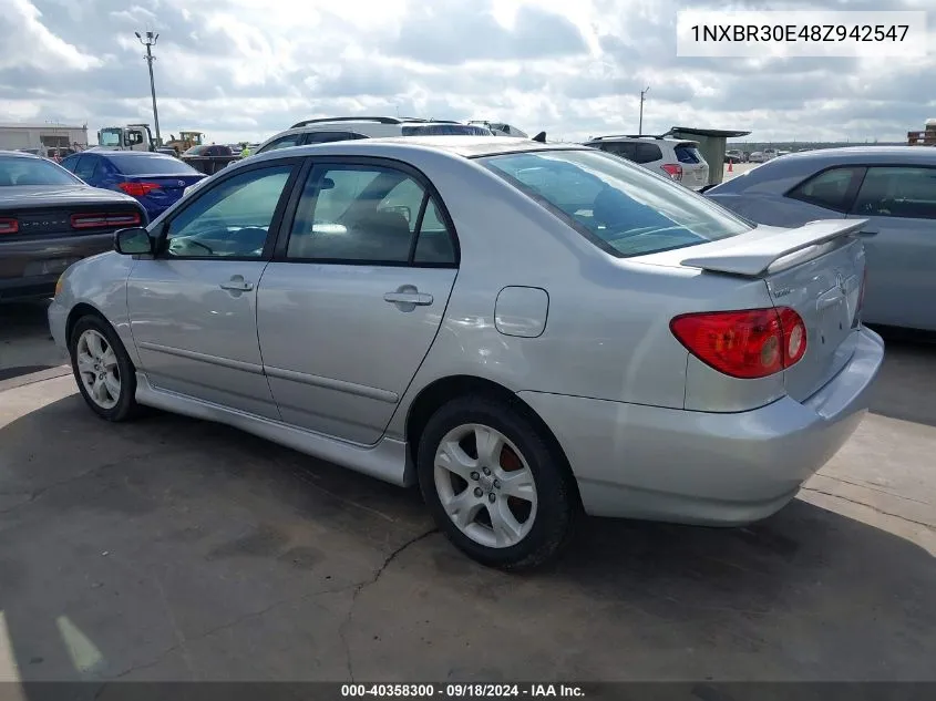 2008 Toyota Corolla S VIN: 1NXBR30E48Z942547 Lot: 40358300