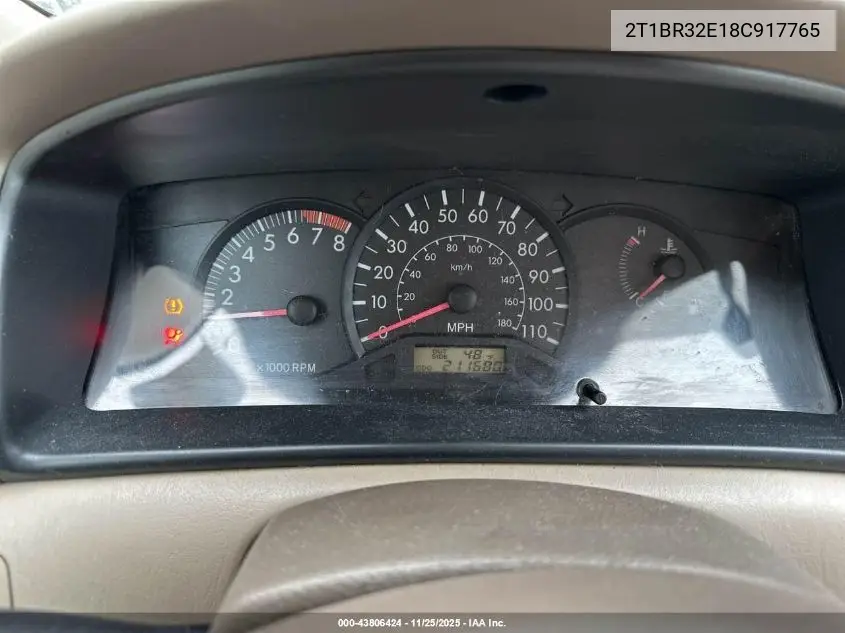 2T1BR32E18C917765 2008 Toyota Corolla Ce