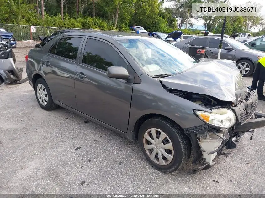 JTDBL40E19J038671 2009 Toyota Corolla Le