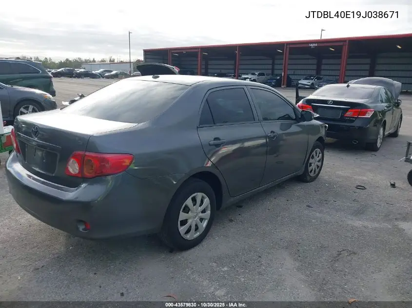 JTDBL40E19J038671 2009 Toyota Corolla Le