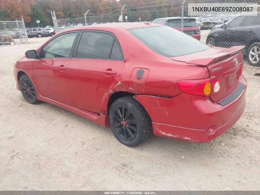 1NXBU40E89Z008087 2009 Toyota Corolla S
