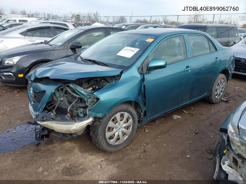 JTDBL40E899062760 2009 Toyota Corolla Le