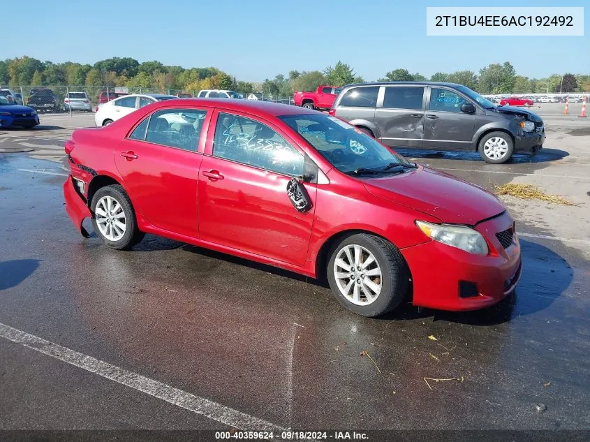 2010 Toyota Corolla S/Le/Xle VIN: 2T1BU4EE6AC192492 Lot: 40359624