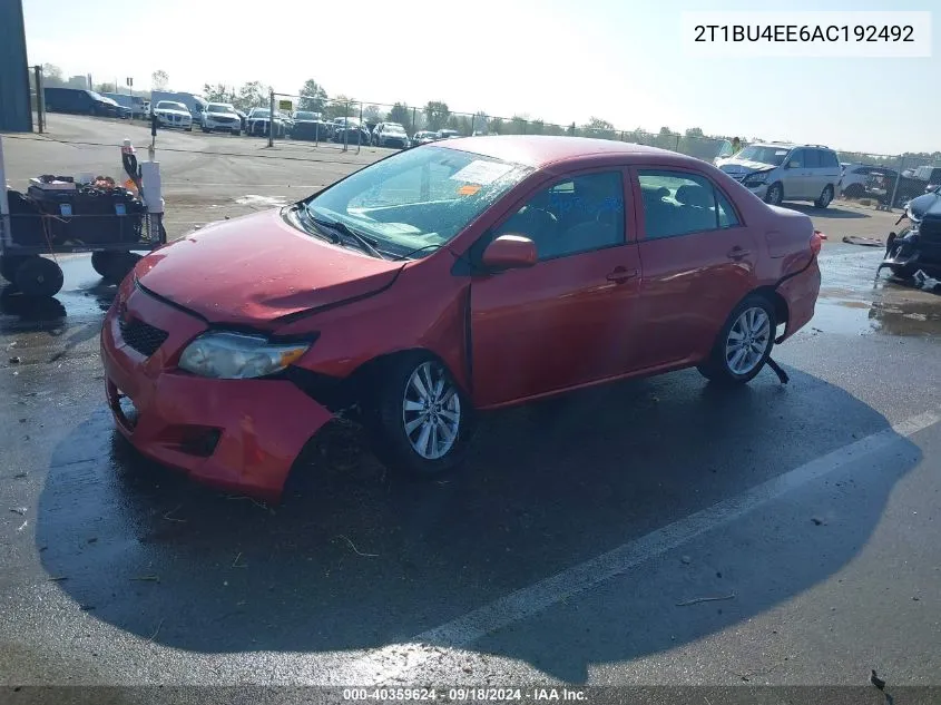 2010 Toyota Corolla S/Le/Xle VIN: 2T1BU4EE6AC192492 Lot: 40359624