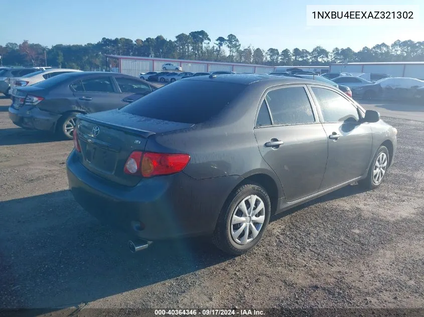 2010 Toyota Corolla S/Le/Xle VIN: 1NXBU4EEXAZ321302 Lot: 40364346