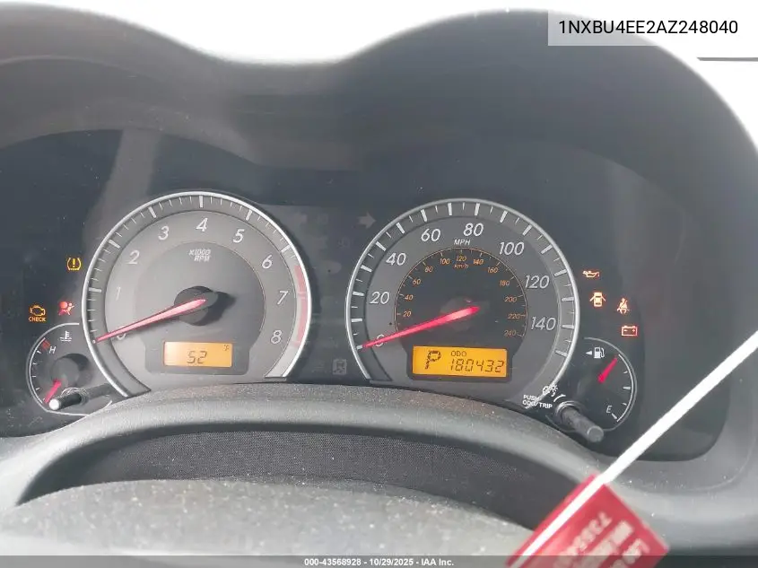 1NXBU4EE2AZ248040 2010 Toyota Corolla S