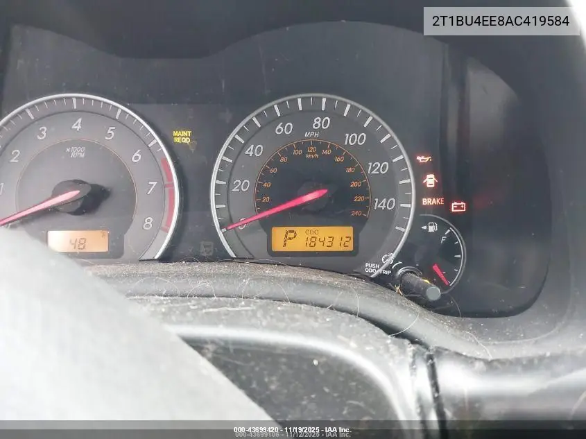 2T1BU4EE8AC419584 2010 Toyota Corolla S