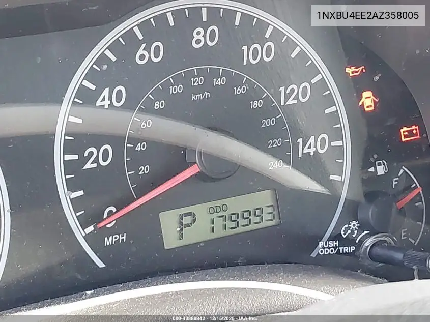 1NXBU4EE2AZ358005 2010 Toyota Corolla Le