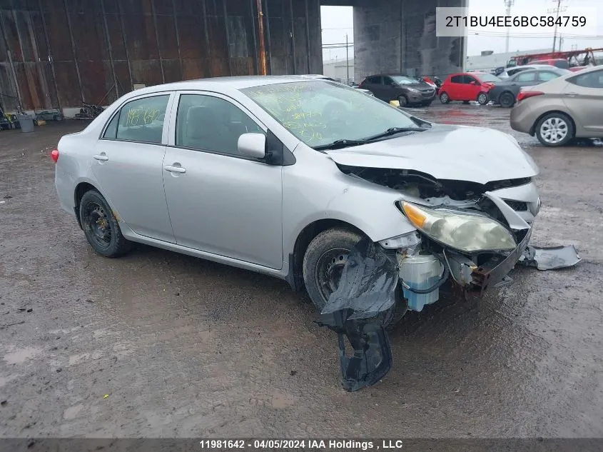 2011 Toyota Corolla S/Le VIN: 2T1BU4EE6BC584759 Lot: 11981642