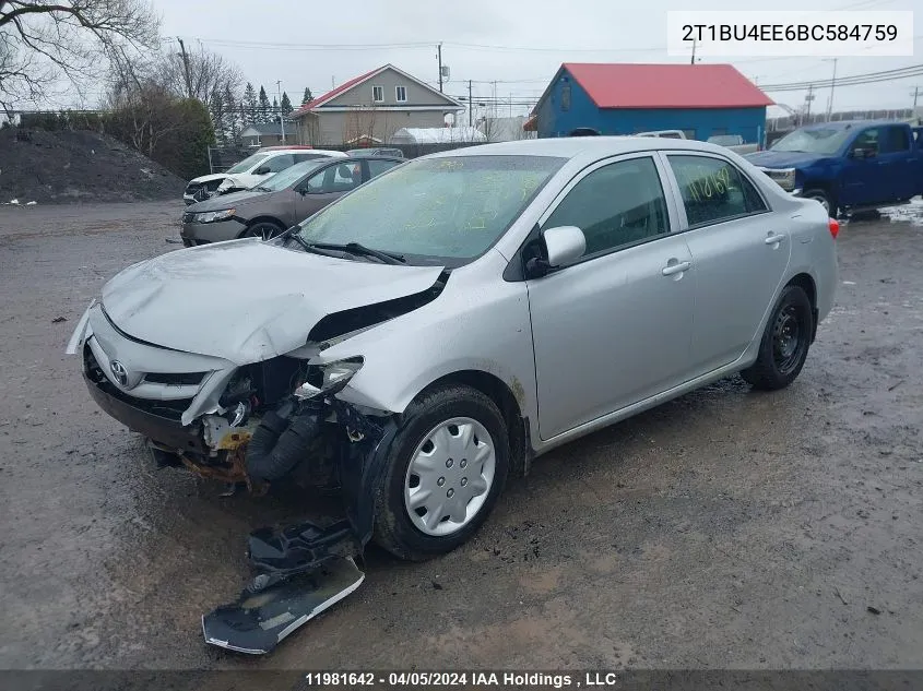 2011 Toyota Corolla S/Le VIN: 2T1BU4EE6BC584759 Lot: 11981642