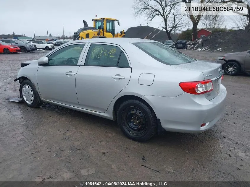 2011 Toyota Corolla S/Le VIN: 2T1BU4EE6BC584759 Lot: 11981642