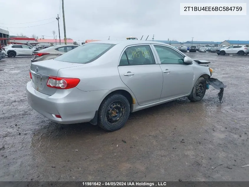 2011 Toyota Corolla S/Le VIN: 2T1BU4EE6BC584759 Lot: 11981642