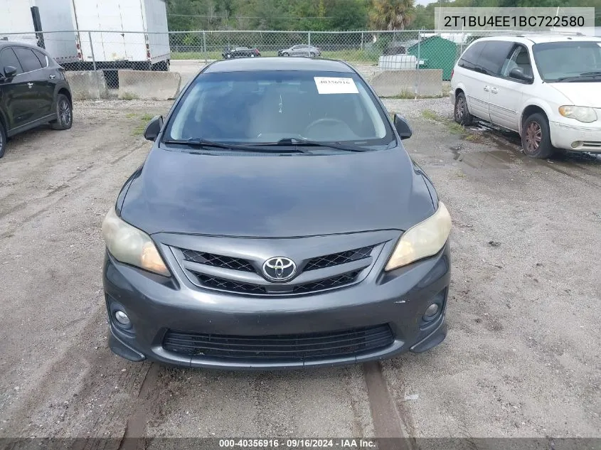 2011 Toyota Corolla S VIN: 2T1BU4EE1BC722580 Lot: 40356916