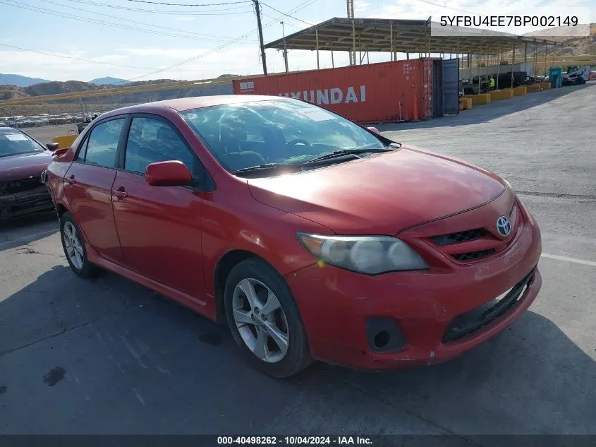 5YFBU4EE7BP002149 2011 Toyota Corolla S