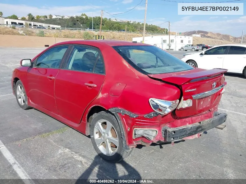 5YFBU4EE7BP002149 2011 Toyota Corolla S