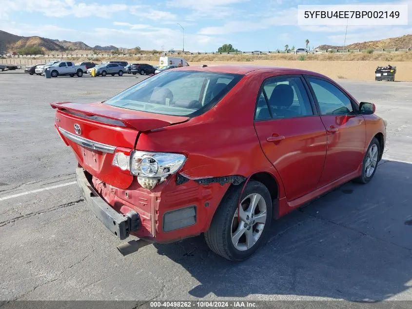 5YFBU4EE7BP002149 2011 Toyota Corolla S