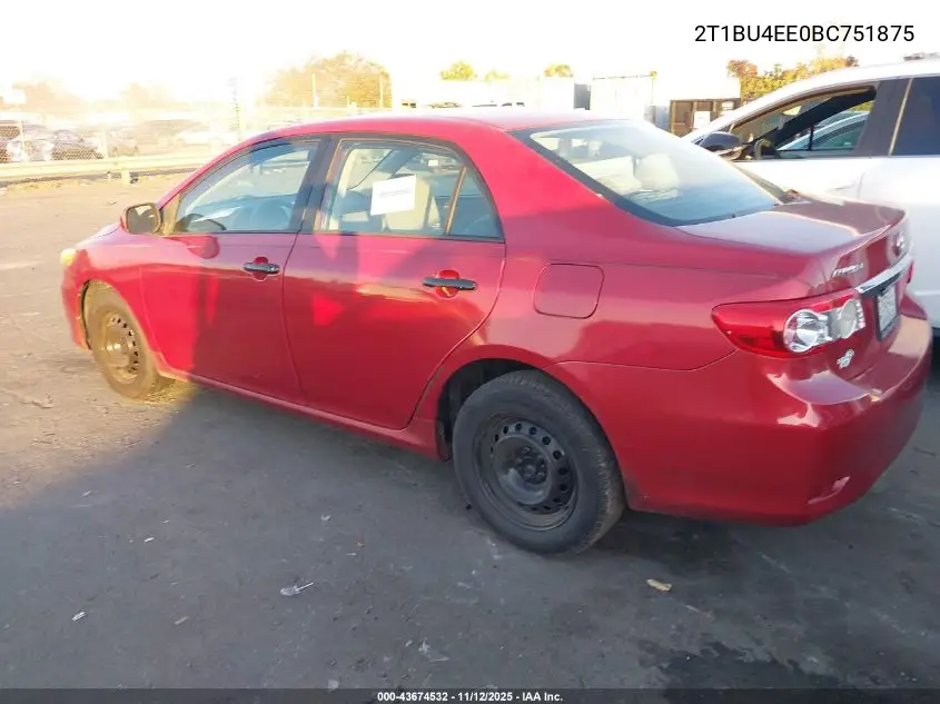 2T1BU4EE0BC751875 2011 Toyota Corolla Le