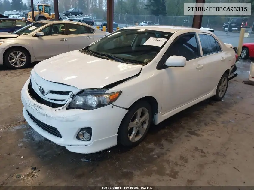 2T1BU4EE0BC693315 2011 Toyota Corolla S