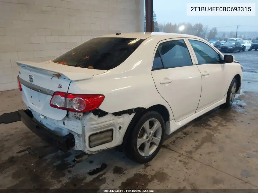 2T1BU4EE0BC693315 2011 Toyota Corolla S