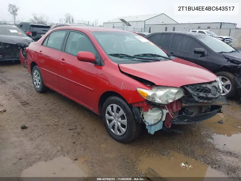 2T1BU4EE4BC643517 2011 Toyota Corolla Le