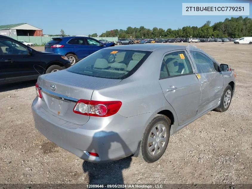 2012 Toyota Corolla VIN: 2T1BU4EE1CC779251 Lot: 12089646