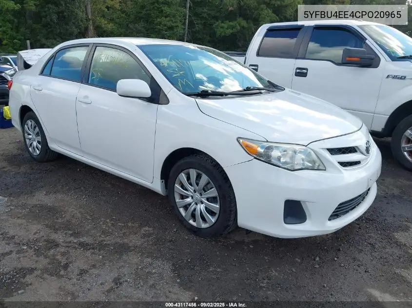 5YFBU4EE4CP020965 2012 Toyota Corolla Le