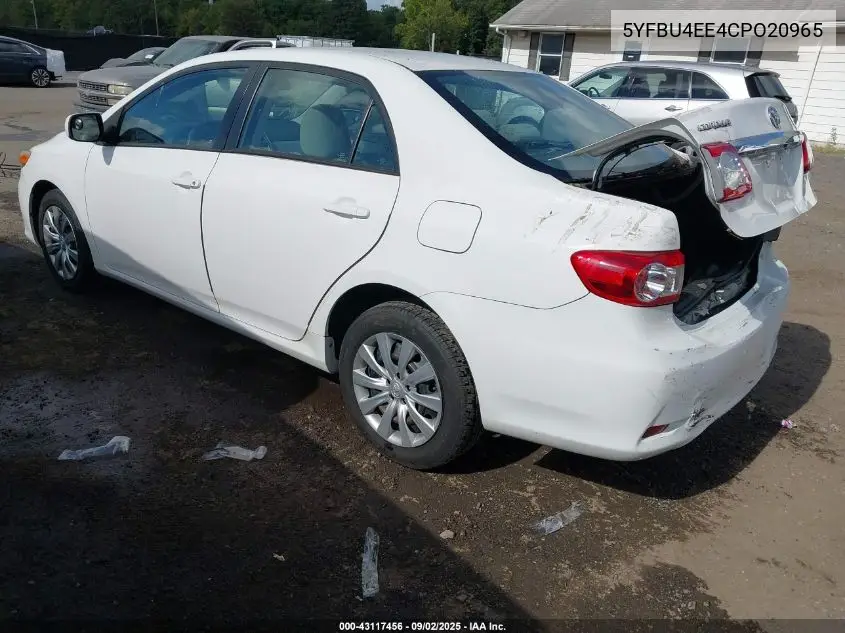 5YFBU4EE4CP020965 2012 Toyota Corolla Le