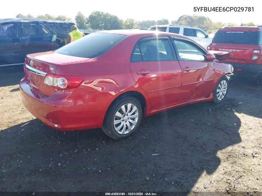 5YFBU4EE6CP029781 2012 Toyota Corolla Le