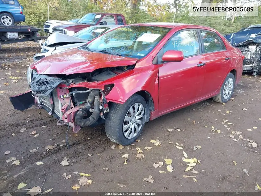 5YFBU4EE8CP005689 2012 Toyota Corolla Le