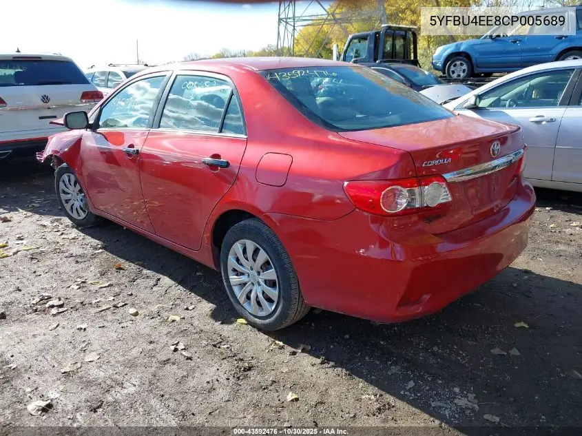 5YFBU4EE8CP005689 2012 Toyota Corolla Le