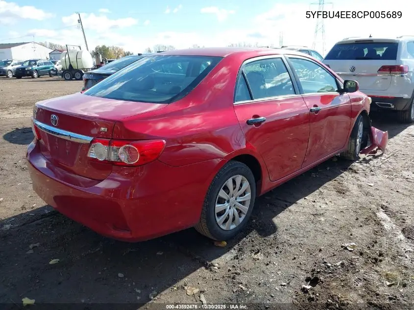 5YFBU4EE8CP005689 2012 Toyota Corolla Le