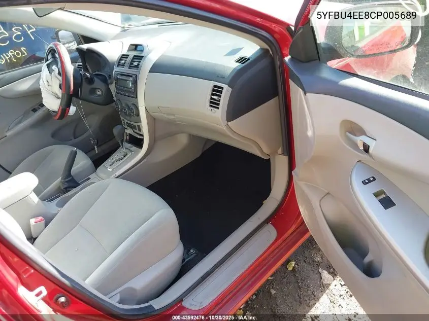 5YFBU4EE8CP005689 2012 Toyota Corolla Le